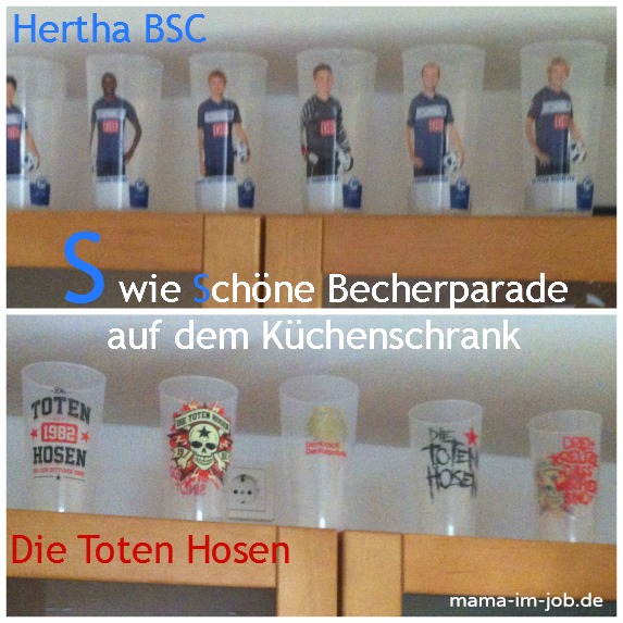 Becherparade auf unserem Küchenschrank: Die Toten Hosen und Hertha BSC